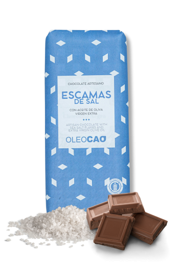 Chocolate artesano con escamas de sal y AOVE picual