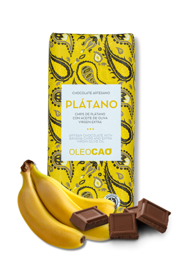 Chocolate negro artesano con AOVE y plátano