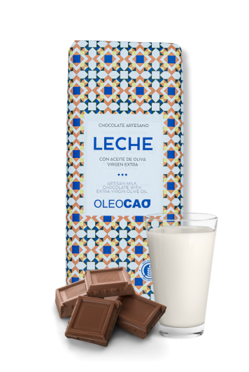 Chocolate artesano con leche y aceite de oliva virgen extra 